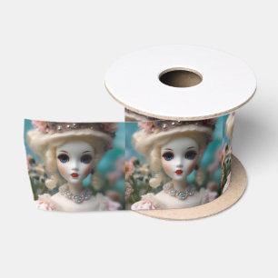 Lazo De Raso Muñeca Vintage con ojos azules,