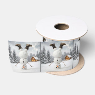 Lazo De Raso Muñeco de nieve de Navidad haciendo un pino