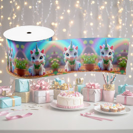 Lazo De Raso Nacimiento de unicornio y arcoiris, cumpleaños de 