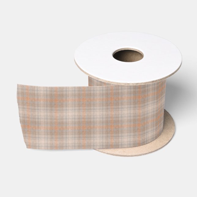 Lazo De Raso Naranja beige a cuadros (Carrete)