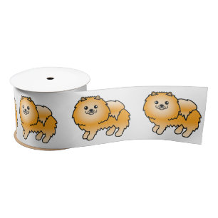 Lazo De Raso Naranja Pomeranian Cute Cartoon Dog