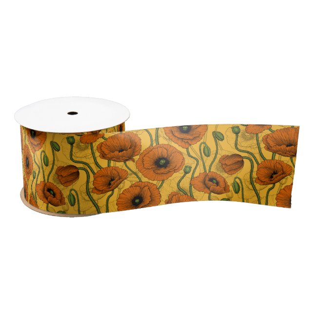 Lazo De Raso Naranja Poppies (Carrete)
