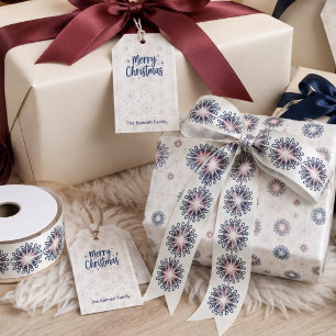 Lazo De Raso Navidad copos de nieve en capas azul marino y burg