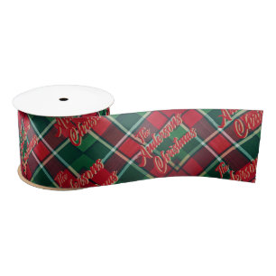 Lazo De Raso Navidad de Plaid Pino de Invierno Nombre de Famili
