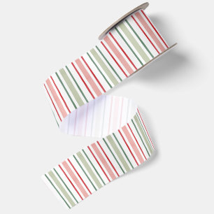 Lazo De Raso Navidad de rayas de acuarela rojas verdes rosadas