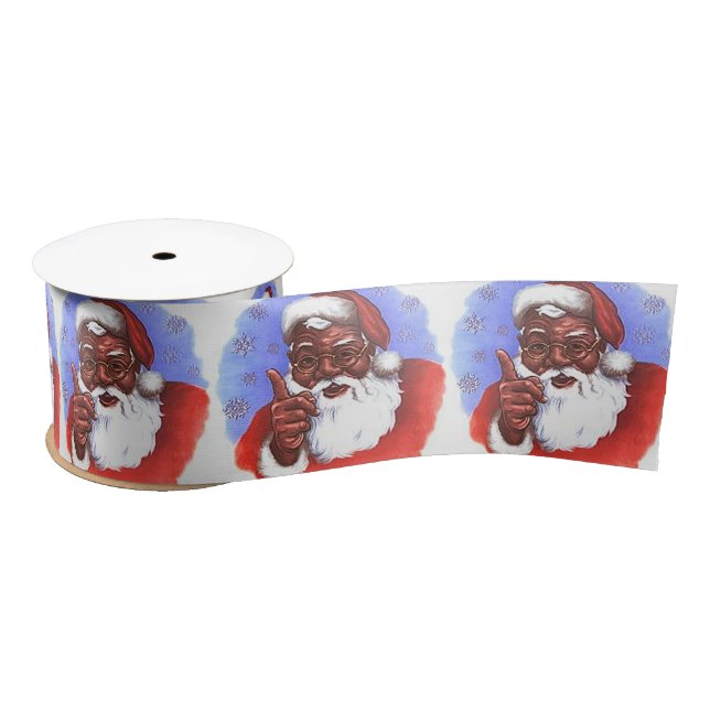 Lazo De Raso Navidad negro afroamericano de Papá Noel (Carrete)