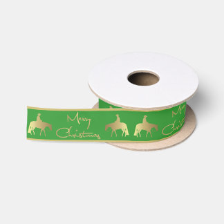 Lazo De Raso Navidad occidental de oro del verde del caballo