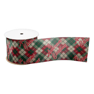 Lazo De Raso Navidad Plaid Rojo Familiar Nombre Navidad