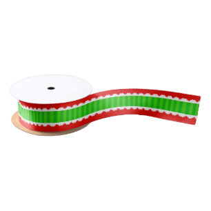 Lazo De Raso Navidad rojo y cordón verde del blanco de las