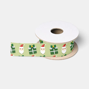 Lazo De Raso Navidad Santa Rojo y Verde Festivo