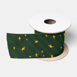 Lazo De Raso Navidad Verde Amarillo Estrella Raya