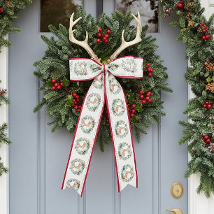 Lazo De Raso Navidades acuarelas con personalizado de ciervos