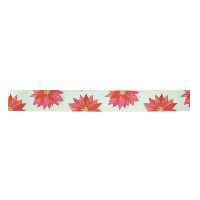 Lazo De Raso Navidades audaces y pintados de poinsettia/diseño  (Anverso)