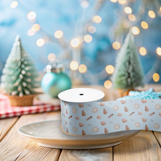 Lazo De Raso Navidades azules Cookie Swap Exchange (Blue Christmas Cookie Ribbon)