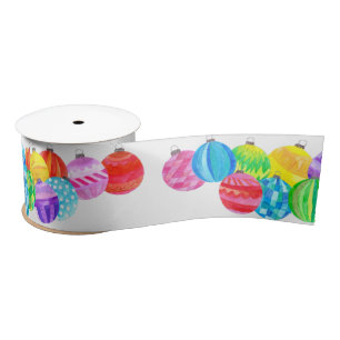 Lazo De Raso Navidades baudibles cinta acuarela pintada a mano