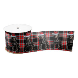 Lazo De Raso Navidades Black Labrador perro Red Plaid