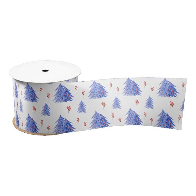 Lazo De Raso Navidades blancos Holly Berries de Winter Blue Tre (Carrete)
