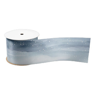 Lazo De Raso Navidades Blue White Snowflakes