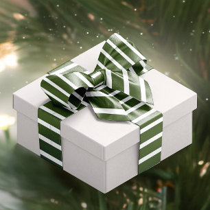 Lazo De Raso Navidades Candy Cane Stripes Verde y Blanco
