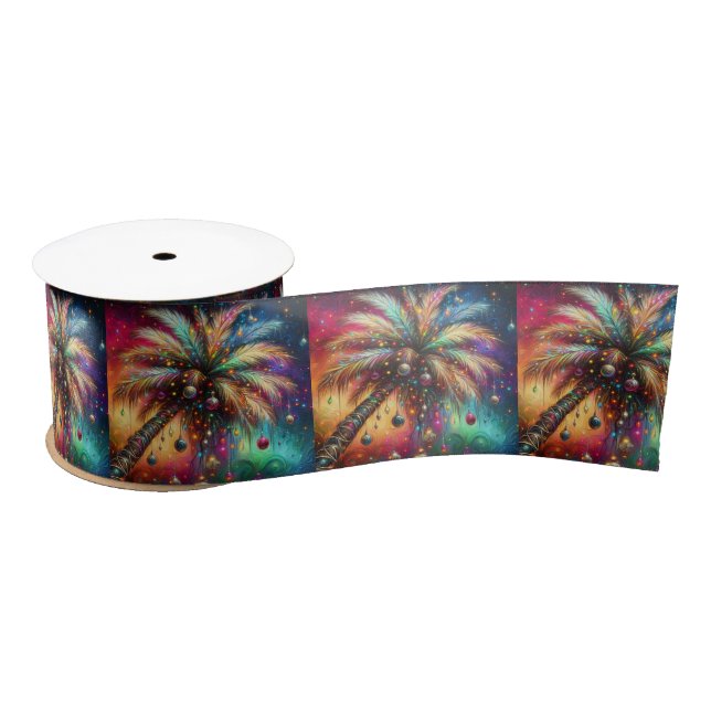 Lazo De Raso Navidades caprichosos Palm Tree Tropical Beach Viv (Carrete)