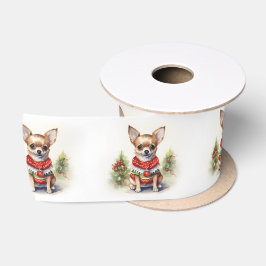 Lazo De Raso Navidades Chihuahua con suéter navideño