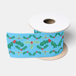 Lazo De Raso Navidades cortos Holly en azul