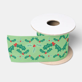 Lazo De Raso Navidades cortos Holly en rojo y verde