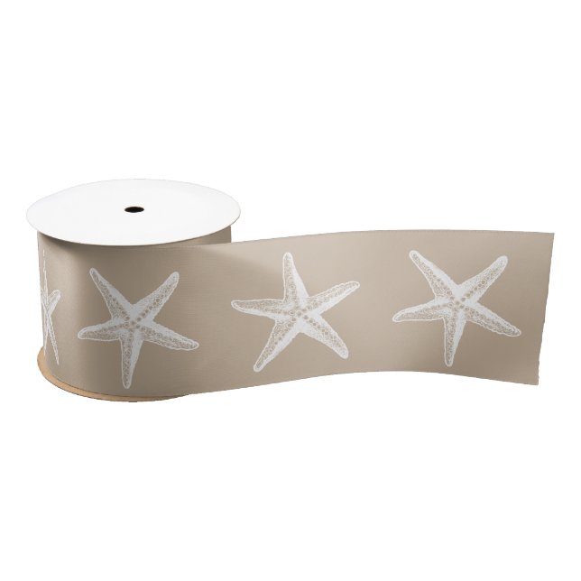 Lazo De Raso Navidades costeros Tan Kraft White Starfish (Carrete)