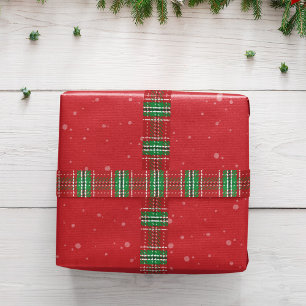 Lazo De Raso Navidades Cuelgan Sencillo Patrón Rojo Fundido Rús