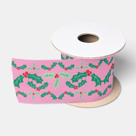 Lazo De Raso Navidades Cuidados Holly Ribbon En Rosa