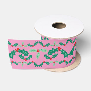 Lazo De Raso Navidades Cuidados Holly Ribbon En Rosa