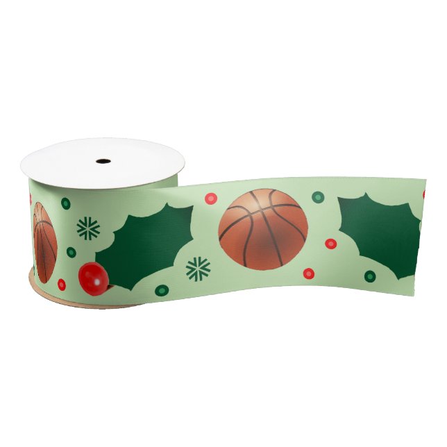 Lazo De Raso Navidades de baloncesto Holiday Gift Satin Ribbon (Carrete)