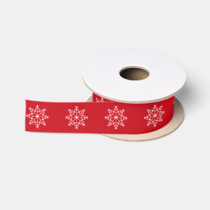 Lazo De Raso Navidades de copos de nieve patrón festividad roj