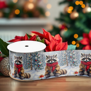 Lazo De Raso Navidades de Cute Whimsical Raccoon