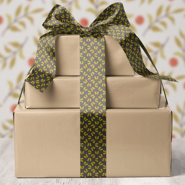 Lazo De Raso Navidades De Dark Holly Y Berries (Subido por el creador)