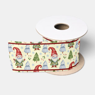 Lazo De Raso Navidades de Gnome Regalo Wraping amarillo acuarel
