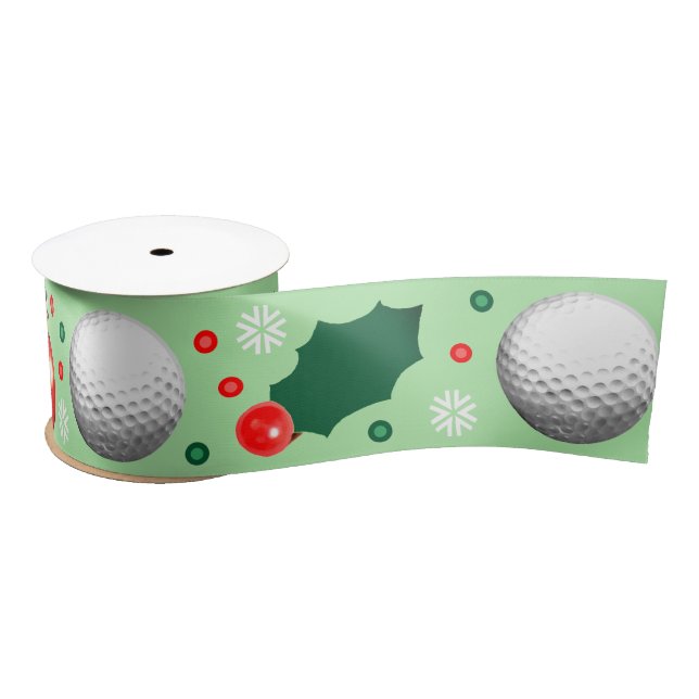 Lazo De Raso Navidades de golf Holiday Gift Satin Ribbon (Carrete)