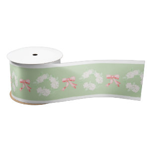 Lazo De Raso Navidades de Grandmillennial Hydrangea Ribbon Red
