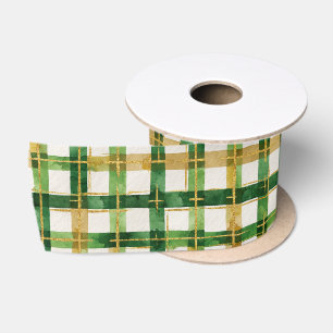 Lazo De Raso Navidades de Green Gold Plaid