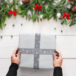 Lazo De Raso Navidades de invierno grises de época con copos de