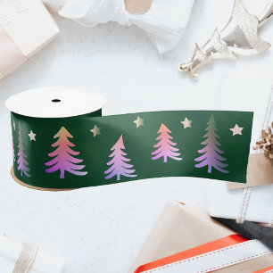 Lazo De Raso Navidades de invierno verdes de árboles pequeños r