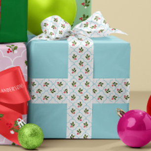 Lazo De Raso Navidades de la rama de los "Holly de vieira azul"