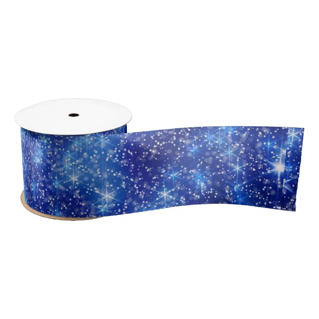 Lazo De Raso Navidades de las estrellas azules oscuras y borros (Carrete)