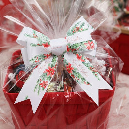 Lazo De Raso Navidades de poinsettia y vegetación acuática