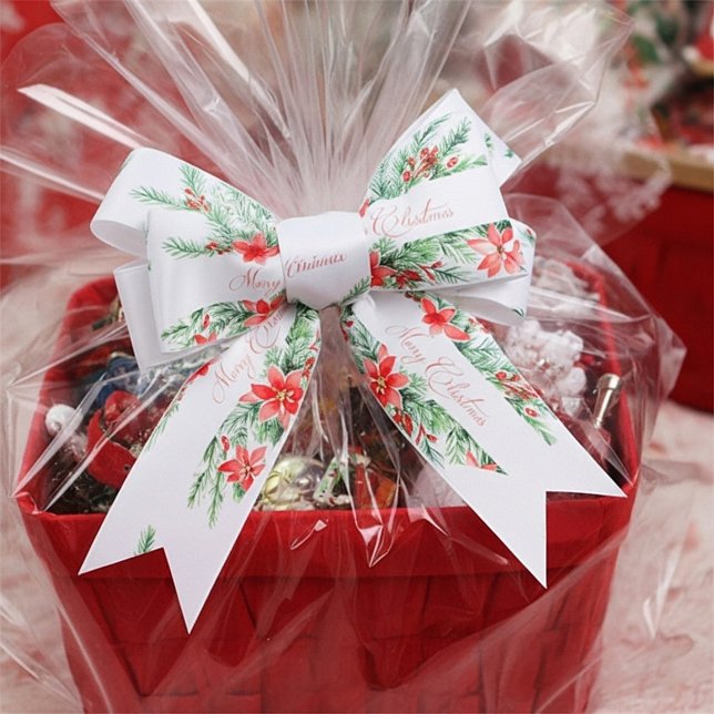 Lazo De Raso Navidades de poinsettia y vegetación acuática (Subido por el creador)