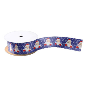 Lazo De Raso Navidades de Santa Claus Blue Snowflakes