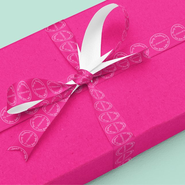 Lazo De Raso Navidades De Santa Merry Christmas Hot Pink (Subido por el creador)
