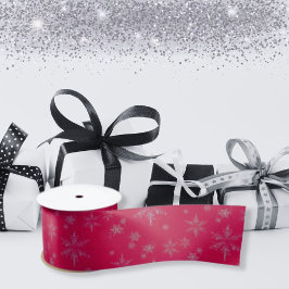 Lazo De Raso Navidades de Snowflakes, Purpurina de Crimson Silv