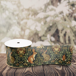 Lazo De Raso Navidades de William Morris Woodland Floral Rabbit