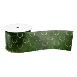 Lazo De Raso Navidades del Boho Green Gold Antlers